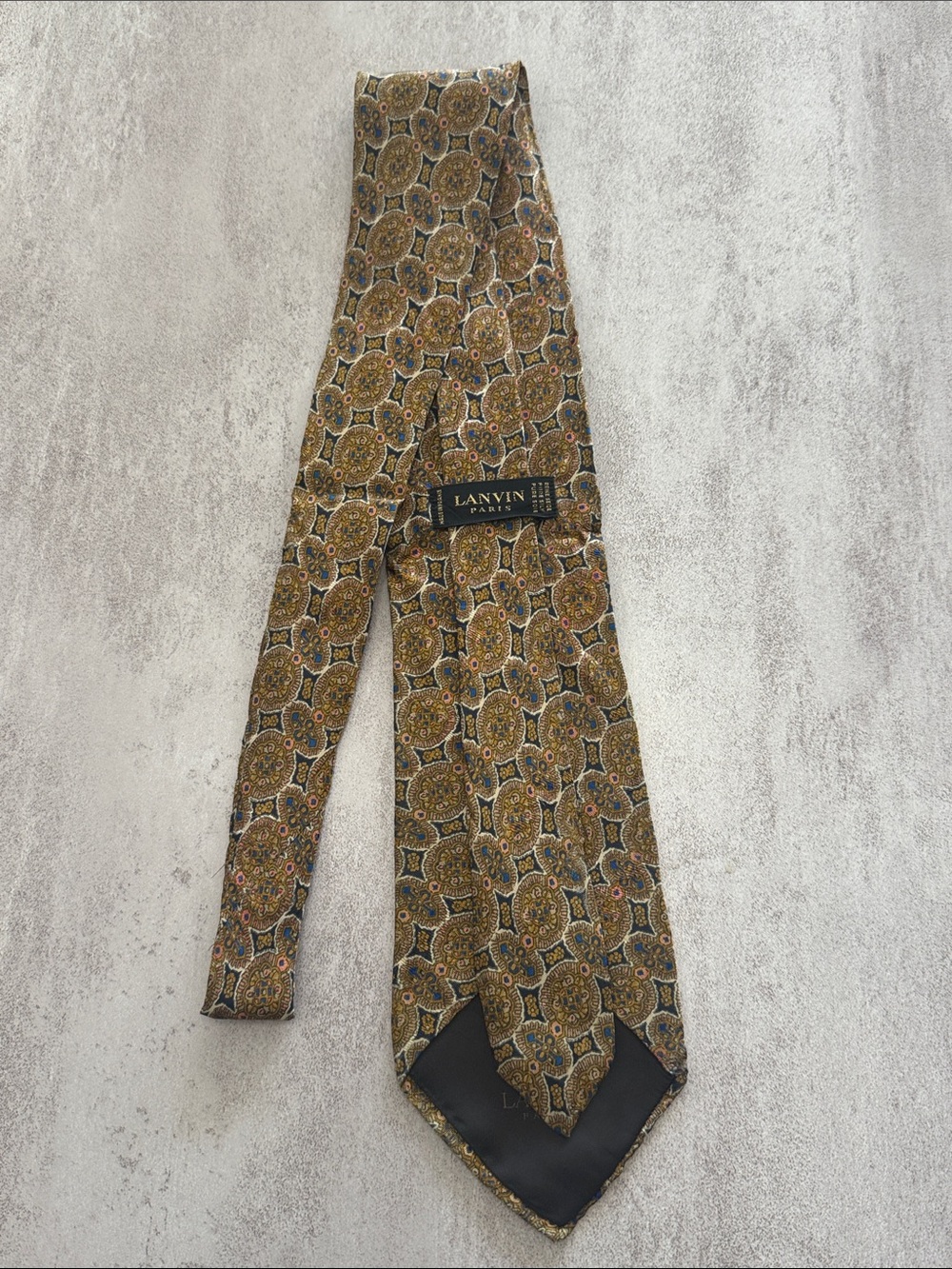 Lanvin Gold and Brown Medallion Silk Tie